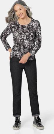 Langarmshirt mit Druck - schwarz / gemustert - Gr. 21 von Goldner Fashion