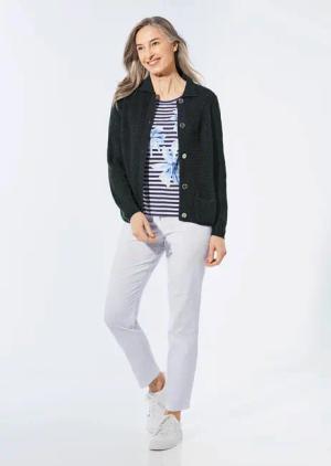 Strickjacke mit Polokragen - marine - Gr. 19 von Goldner Fashion