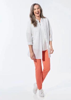 Longbluse mit 3/4-Arm - weiß - Gr. 20 von Goldner Fashion