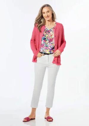 Strickjacke mit Druckknöpfen - pink - Gr. 50 von Goldner Fashion