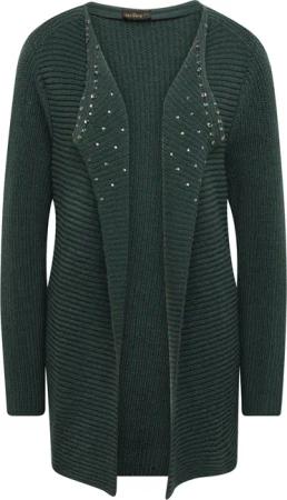 Figurumspielende Strickjacke mit modischer Querrippenstruktur - dunkelgrün - Gr. 21 von Goldner Fashion