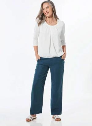 Weite Hose VERA mit leichtem Glanz - marine - Gr. 195 von Goldner Fashion