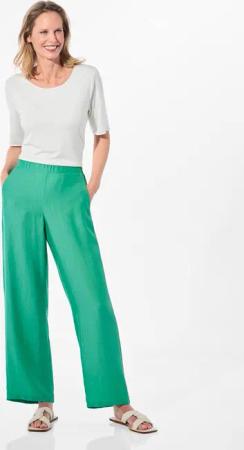 Weite Hose VERA mit leichtem Glanz - grün - Gr. 20 von Goldner Fashion