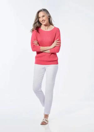 Pullover mit Fledermausärmeln - koralle - Gr. 24/25 von Goldner Fashion