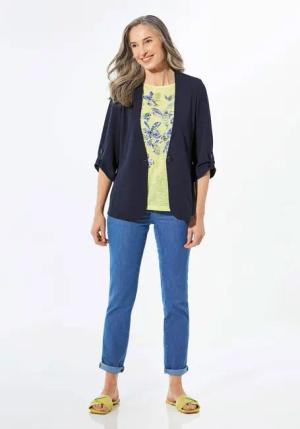 Blazer mit Cardiganausschnitt - marine - Gr. 50 von Goldner Fashion