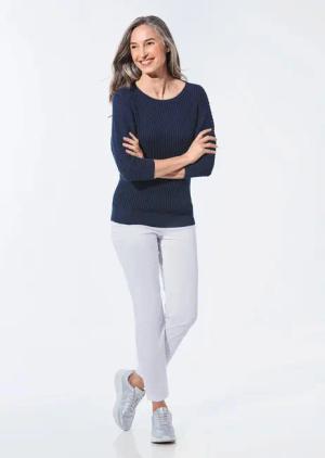 Pullover mit Fledermausärmeln - marine - Gr. 48/50 von Goldner Fashion