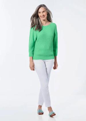 Pullover mit Fledermausärmeln - salbei - Gr. 48/50 von Goldner Fashion
