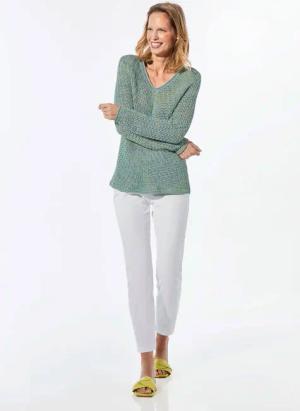 Strickpullover mit V-Ausschnitt - bunt / gemustert - Gr. 46 von Goldner Fashion