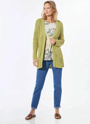 Strickjacke mit Knöpfen - hellgrün - Gr. 19 von Goldner Fashion