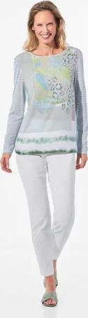 Blusenshirt mit Mustermix - graugrün / gemustert - Gr. 24 von Goldner Fashion