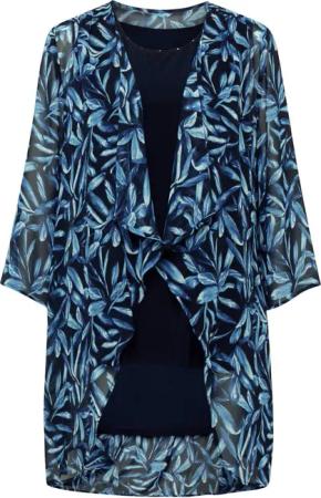 Set aus elegant bedruckter Chiffonhülle mit Top - marine / royalblau / gemustert - Gr. 42 von Goldner Fashion
