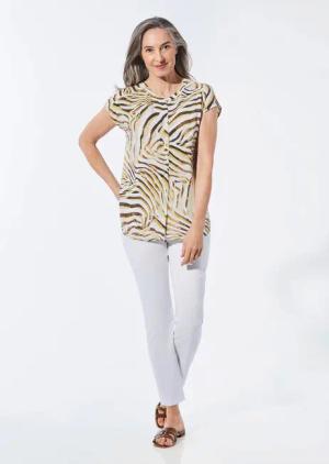 Bluse - beige / gemustert - Gr. 46 von Goldner Fashion