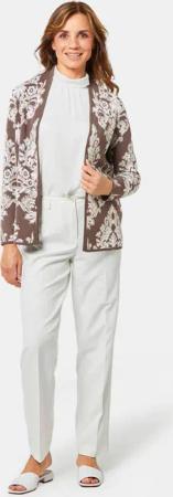 Jacquard-Strickjacke mit Glanzgarnen - braun / stein / gemustert - Gr. 22 von Goldner Fashion