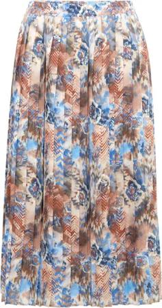 Plisseerock mit farbbrillantem Druck - taupe / blau / gemustert - Gr. 44 von Goldner Fashion