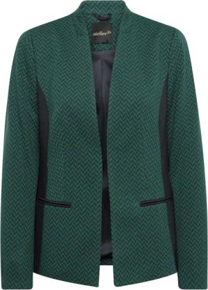 Aufwendiger Jacquardblazer aus weichem Jersey - dunkelgrün / gemustert - Gr. 44 von Goldner Fashion