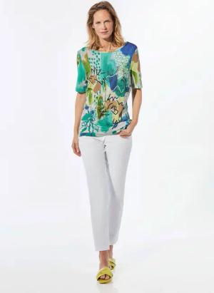 Shirt mit U-Boot-Ausschnitt - bunt / gemustert - Gr. 46 von Goldner Fashion