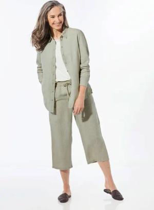 Leinenbluse - graugrün - Gr. 44 von Goldner Fashion
