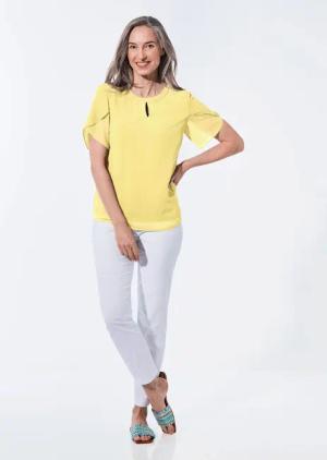 Bluse mit aufregender Ärmellösung - gelb - Gr. 38 von Goldner Fashion
