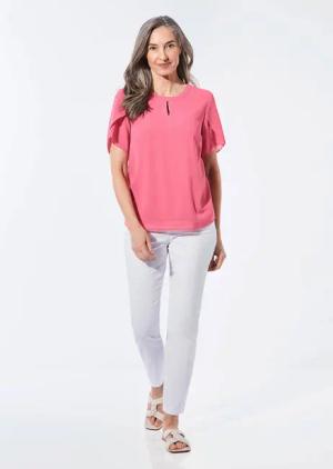 Bluse mit aufregender Ärmellösung - pink - Gr. 22 von Goldner Fashion