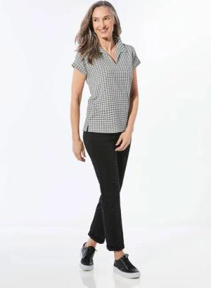 Shirt mit dezentem Jacquard - schwarz / weiß / gemustert - Gr. 44 von Goldner Fashion