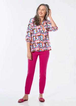 Bluse im Tunikastil - weiß / gemustert - Gr. 38 von Goldner Fashion