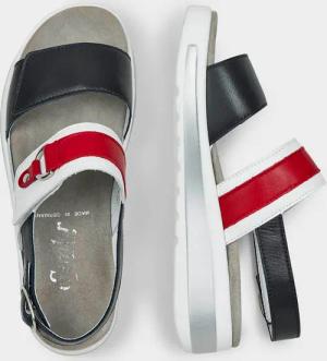 Sandale mit modischer Applikation - weiß / marine / rot - Gr. 36 von Goldner Fashion