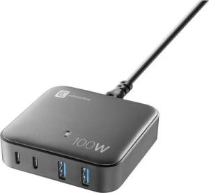 Cellularline Ladegerät Multipower Magnus 100 Watt Reiselader 4 Port GaN Black Notebook-Netzteil