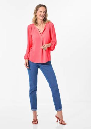 Bluse mit Tunika Ausschnitt - koralle - Gr. 22 von Goldner Fashion