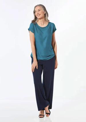 Bluse mit Glitzersteinen - blau - Gr. 54 von Goldner Fashion