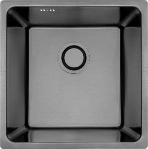 KOLMAN Küchenspüle Einzelbecken ADEN Stahl Spülbecken, Quadratisch, 44/44 cm, Space Saving Siphon GRATIS
