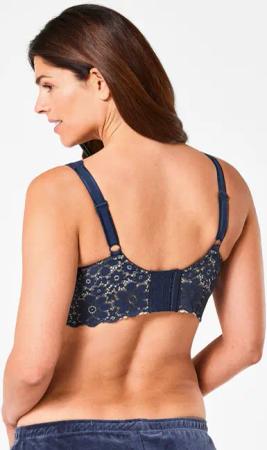Bügelloser BH mit Baumwolle und Spitze - dunkelblau - Gr. 85 C von Goldner Fashion