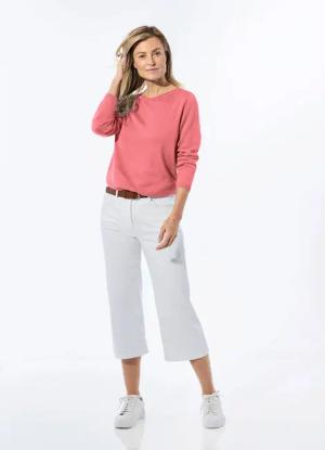 Strickpullover mit U-Boot-Ausschnitt - koralle - Gr. 24 von Goldner Fashion