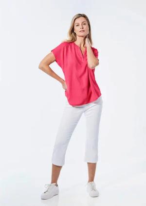 Bluse mit Tunika Ausschnitt - pink - Gr. 40 von Goldner Fashion