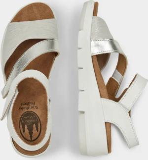 Sandale mit verstellbarem Klettriemen - weiß / goldfarben - Gr. 38 von Goldner Fashion