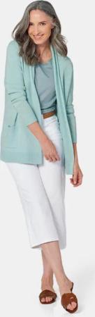 Strickjacke aus Merinowolle - graugrün - Gr. 24 von Goldner Fashion