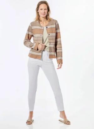 Jacke in Bouclé-Optik - beige / gemustert - Gr. 19 von Goldner Fashion