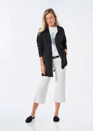 Longstrickjacke mit aufgesetzten Taschen - schwarz - Gr. 46 von Goldner Fashion