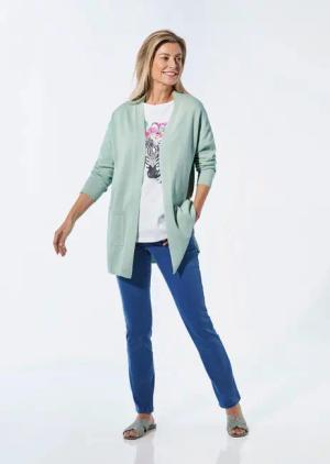 Longstrickjacke mit aufgesetzten Taschen - mint - Gr. 21 von Goldner Fashion