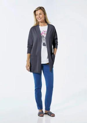Longstrickjacke mit aufgesetzten Taschen - marine - Gr. 22 von Goldner Fashion