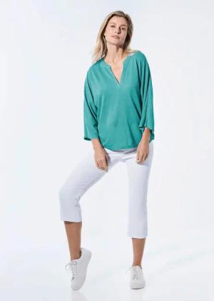 Shirt in Leinenoptik - smaragd - Gr. 38 von Goldner Fashion