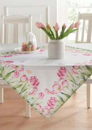 Mitteldecke - weiß / pink / geblümt - Gr. 01 von Goldner Fashion