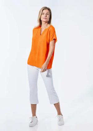 Bluse mit Tunika Ausschnitt - orange - Gr. 25 von Goldner Fashion