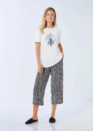 Jerseyshirt mit überschnittenen Schultern - weiß / bunt / gemustert - Gr. 46 von Goldner Fashion