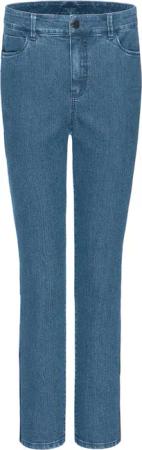 Angesagte Jeanshose mit farbenfrohem Galon - hellblau - Gr. 54 von Goldner Fashion