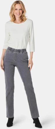 Schlupfjeans CARLA mit Glitzersteinen - grau - Gr. 54 von Goldner Fashion
