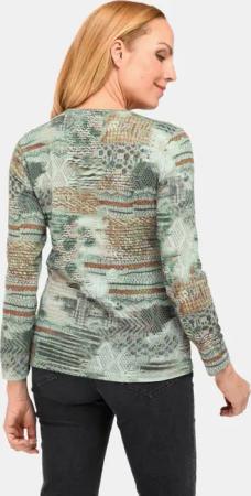 Außergewöhnliches Druckstrickshirt - salbei / gemustert - Gr. 42 von Goldner Fashion