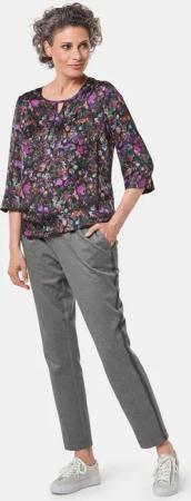 Seidig fließende Druckbluse - schwarz / bunt - Gr. 20 von Goldner Fashion