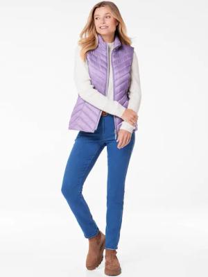 Figurschmeichelnde Weste mit leichter Wattierung - flieder - Gr. 44 von Goldner Fashion