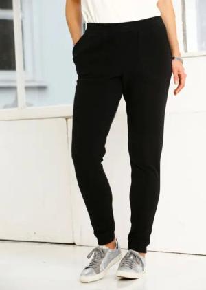 Bequeme Flausch-Freizeithose mit Bündchen - schwarz - Gr. 42 von Goldner Fashion