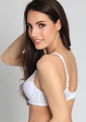 Eleganter Bügel-BH mit Spitze - weiß - Gr. 95 C von Goldner Fashion